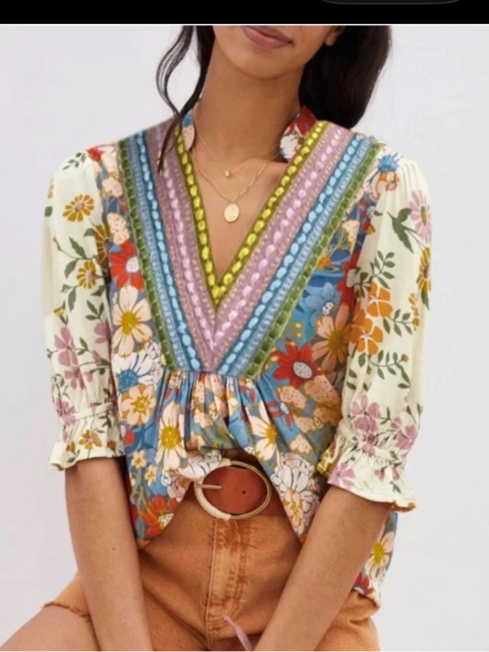 Anthropologie Blank London Stephanie Floral top size xl